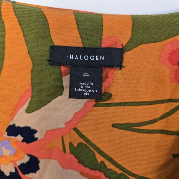 Floral Wrap Maxi Dress Halogen Medium Orange V Neck Rayon - Picture 8 of 11